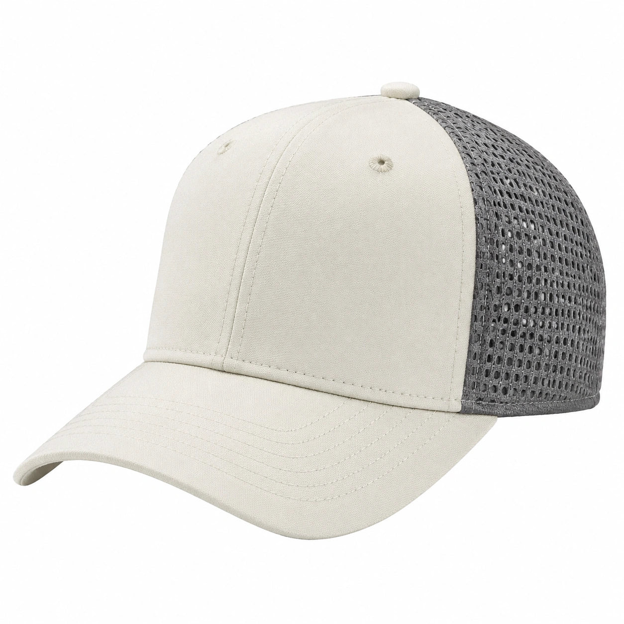 Trucker Cap Einheitsgröße aus Textil und Mesh in Beige Grau - atmungsaktiv