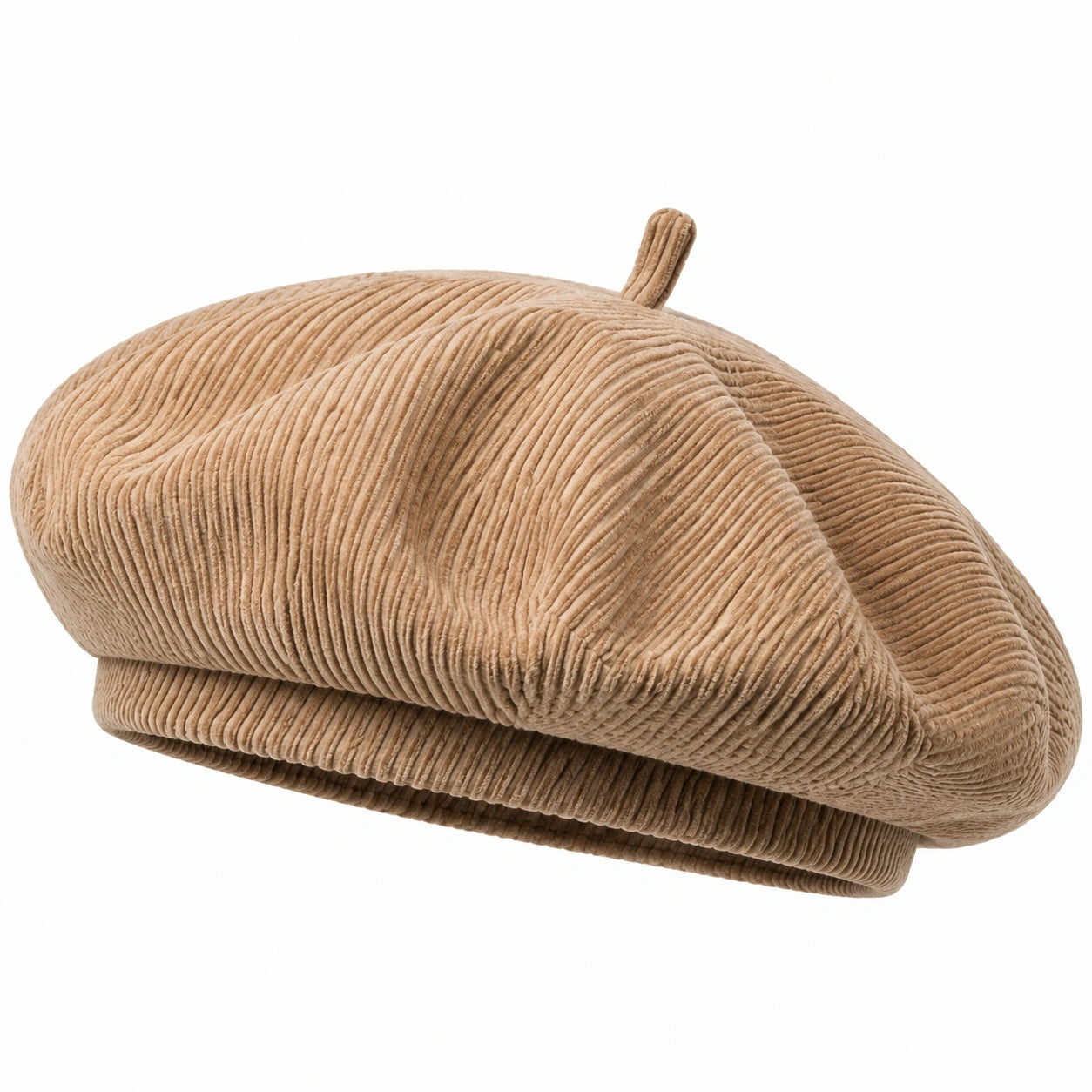 Baskenmütze Einheitsgröße aus Cord Beige weich für den Alltag