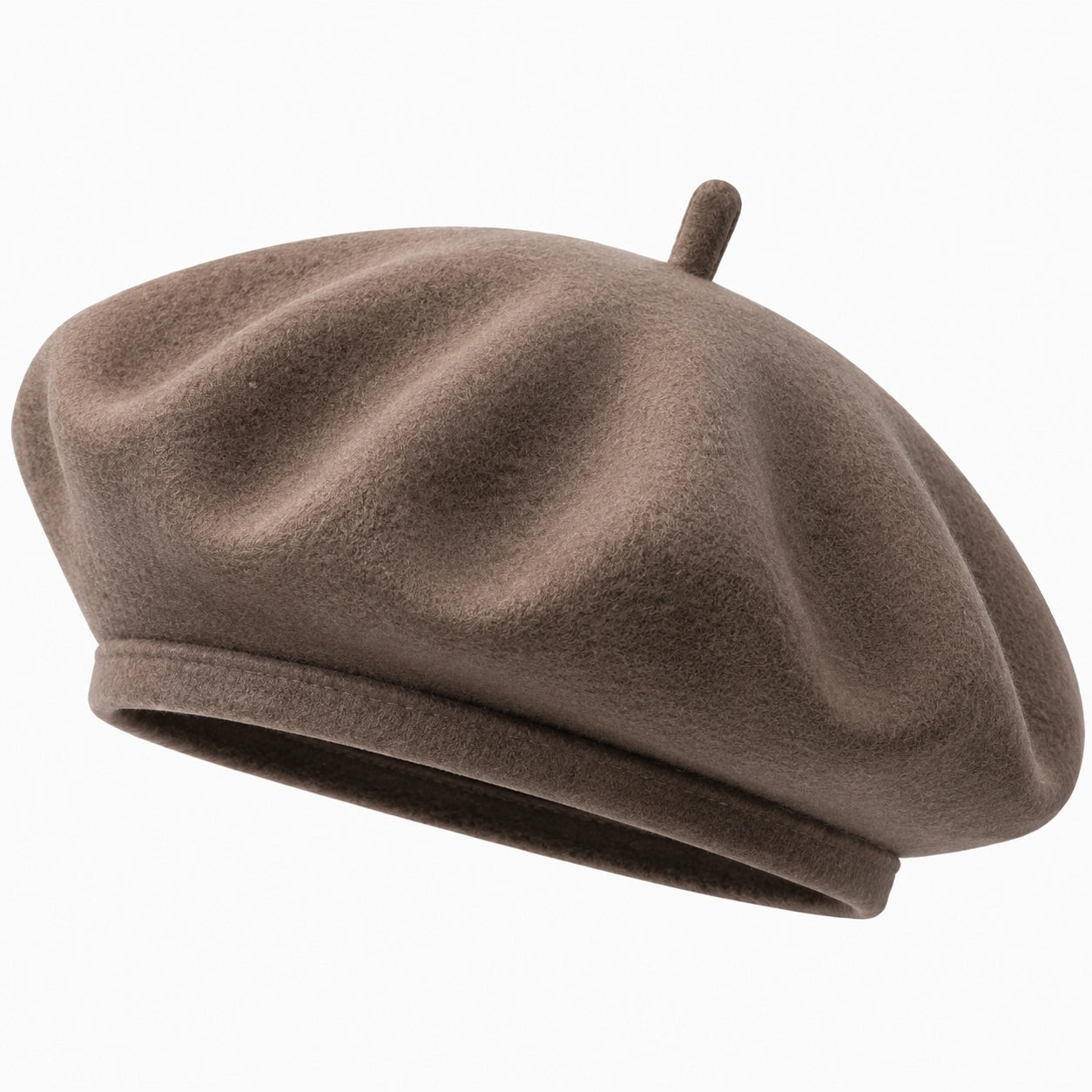 Baskenmütze Einheitsgröße aus Wollfilz Braun klassischer Stil