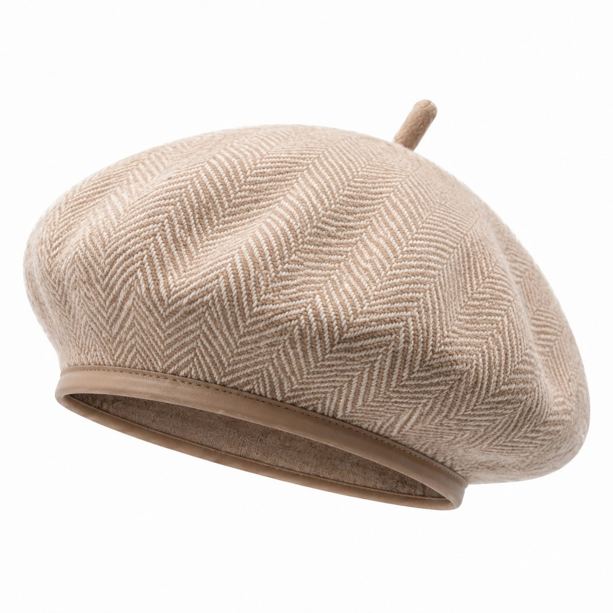 Barett Einheitsgröße Beige Textil mit Fischgrätmuster für Alltag Klassisch