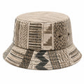 Anglerhut Einheitsgröße aus Webstoff in Beige Braun mit geometrischem Muster für Alltag