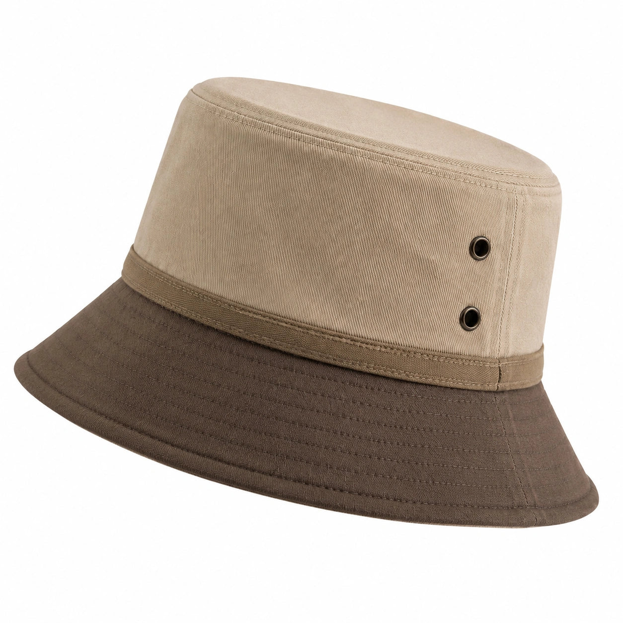 Anglerhut Einheitsgröße aus Textil in Beige Braun mit Krempe