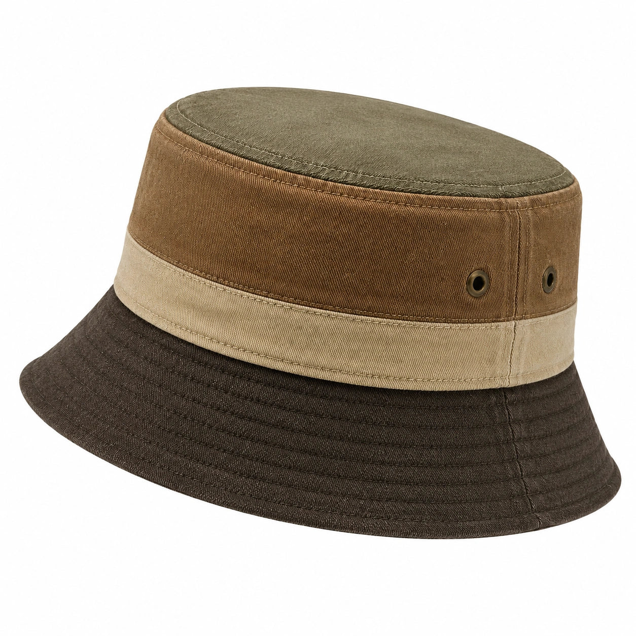 Anglerhut Einheitsgröße aus Textil in Braun Beige Oliv mit Krempe