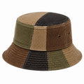 Bucket Hat Einheitsgröße aus Cord in Braun Beige Grün Schwarz mit Farbblockdesign