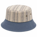Bucket Hat Einheitsgröße aus Textil in Beige Blau mit Muster und breiter Krempe