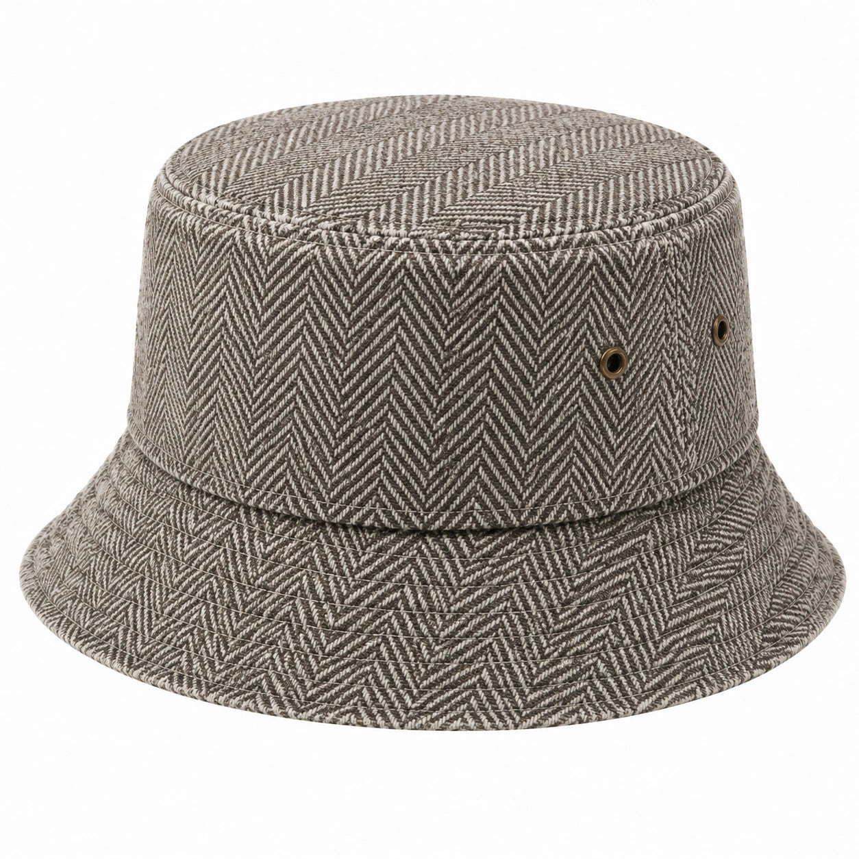 Anglerhut Einheitsgröße aus Textil in Grau Beige mit Fischgrätmuster