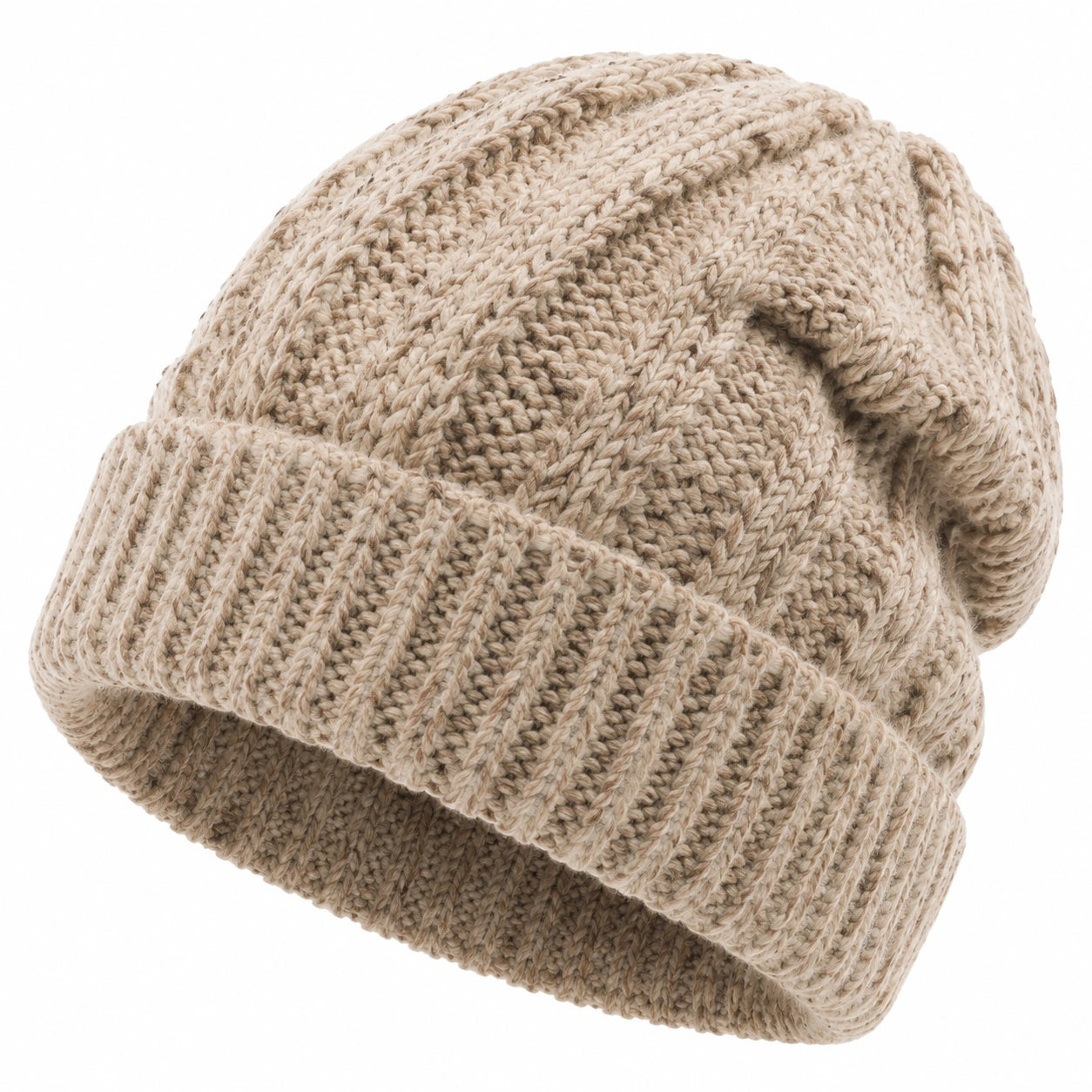 Strickmütze Einheitsgröße Beige mit Umschlag für Alltag